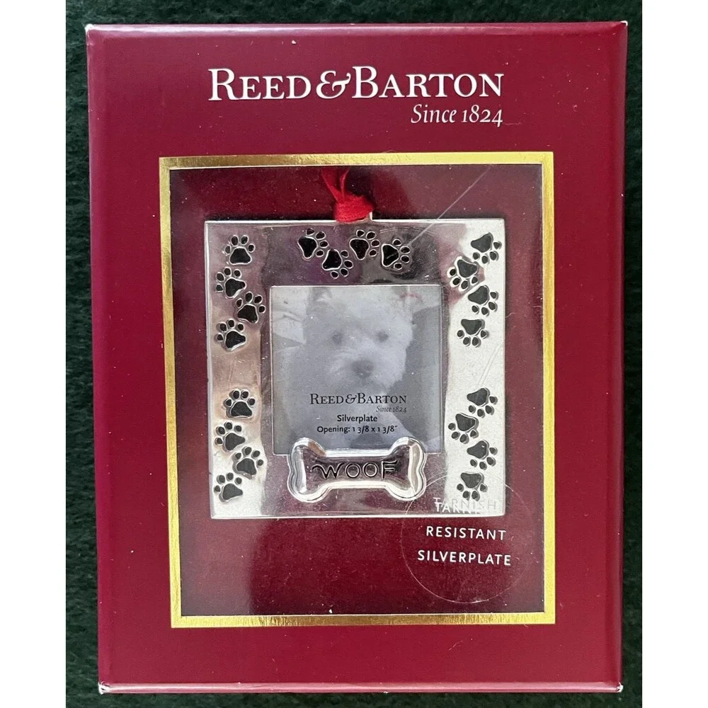 Reed & Barton Silver Plated Dog Photo Holder Christmas Ornament Dog Lover